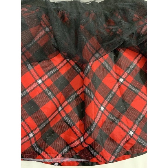 Disney Minnie Mouse Girls Skirt XL 14-16 Plaid Tulle Skort‎ Red Black - Picture 4 of 6